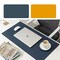 SKY-TOUCH Multifunctional Desk Pad Leather Computer Mouse Pad Office Desk Mat Extended Gaming Mouse Pad, Non-Slip Waterproof Dual-Side Use Desk Mat Protector (Blue/Yellow)