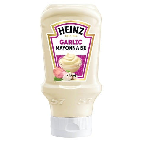 Heinz Mayonnaise Garlic Top Down Squeezy Bottle 225ml