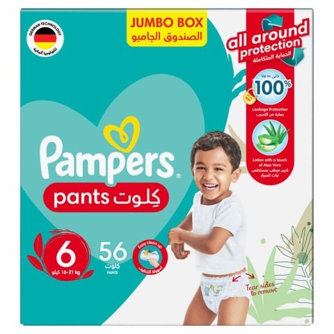 Pampers Aloe Vera Pants Diapers, Size 6, 16-21kg, Jumbo Box, 56 Diapers&nbsp;