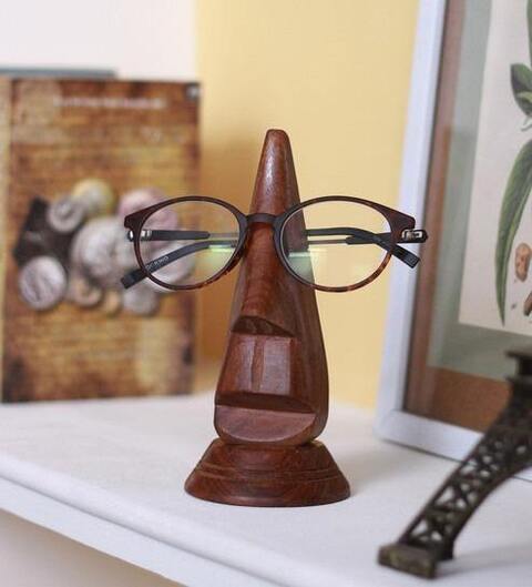 Wooden Nose Shaped Spectacle Holder Specs Stand For Office Desktop/Tabletop