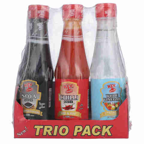 Key Brand Chilli Sauce,Soya Sauce and White Vinegar Trio Pack 3x150ml