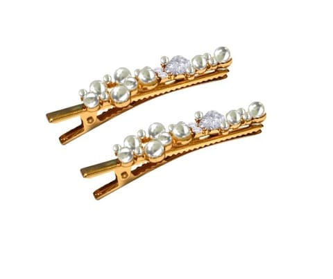 Aiwanto Hair Pin Simple Hair Clips With Pearls And Stones Hair Accessories For Girls Kids (2Pcs)
