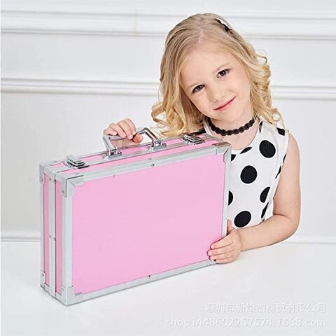 145-Piece Art Supplies Set for Kids, Portable Aluminum Case Art Kit (Pink  Color Box) : Iconic Sourcing 