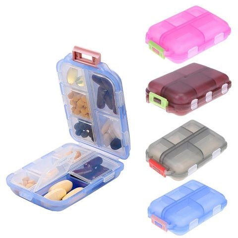 Buy COOLBABY-Pill Box Mini 10 Grids Medicine Tablet Week  Case Container Organizer Health Care Drug Travel Divider Portable Tool in UAE