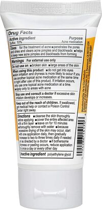 De La Cruz 10% Sulfur Ointment Acne Treatment, Medication To Clear Cystic Acne Pimples And Blackheads On Face And Body, 2.6 OZ Tube