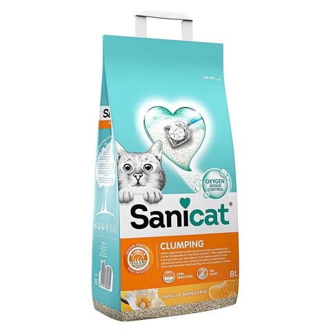 Sanicat Clumping Vanilla Mandarin Scented Cat Litter 8L