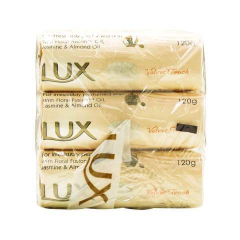 LUX Velvet Touch Jasmine And Almond Oil Soap Bar White 120g Pack of 6