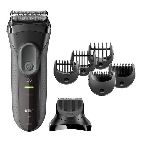 Braun Series 3 Shave And Style 3-In-1 Electric Shaver With Precision Trimmer And 5 Comb Attachments 3000BT Black