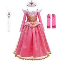 FITTO Girls Sleeping Beauty Costume Aurora Dress Princess Dress for Halloween, Cosplay, and Birthday Parties, size 150