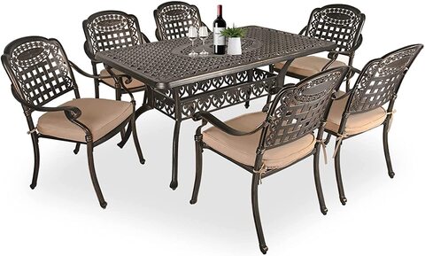 Metal patio table hot sale and 6 chairs