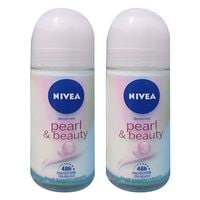 NIVEA Antiperspirant Roll-on for WoMen  Pearl &amp; Beauty Pearl Extracts 50ml Pack of 2