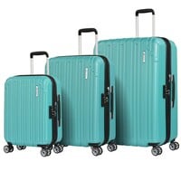 Eminent Hard Case Travel Bag Makrolon Polycarbonate Trolley Luggage Set Lightweight Expandable Zipper Suitcase 4 Quiet Wheels With TSA Lock KG82 Turquoise