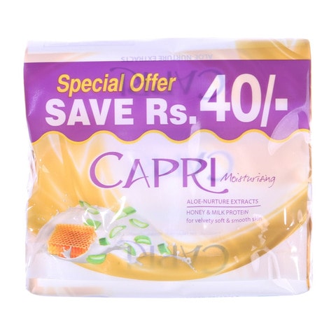 Capri Moisturising Honey And Milk Protein Soap Yellow 150 gr (Pack of 3)