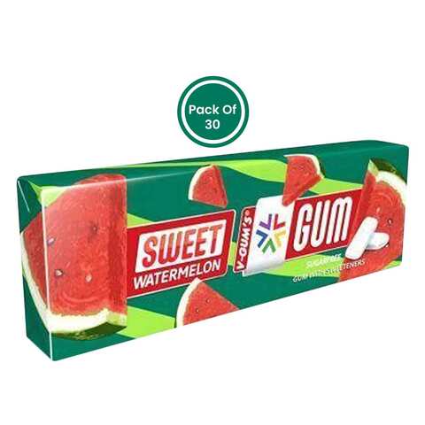 Buy V-Gums Sugarfree Sweet Watermelon Pellet Chewing Gum 14g x Pack of 30 in Kuwait