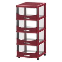Cosmoplast 4 Drawer Stackable Plastic Rattan Storage Cabinet With Wheels Red