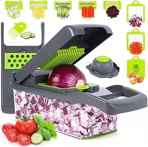 Vegetable Chopper, Pro Onion Chopper, 14 in 1Multifunctional Food Chopper,  Kitchen Vegetable Slicer Dicer Cutter,Veggie Chopper With 8 Blades,Carrot