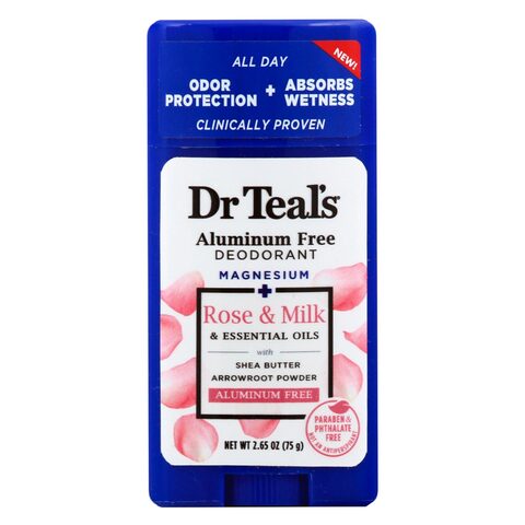Dr. Teal&#39;s Aluminum Free Rose And Milk Deodorant 75g