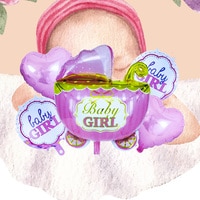 BABY GIRL MULTICOLOUR FOIL BALLOON IN DIFFERENT DESIGNS WITH 5 PIECES