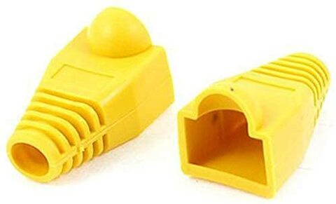 oft Plastic Ethernet RJ45 Cable Connector Boots Cover Strain Relief Boots CAT5 CAT5E CAT6 CAT6E Yellow (50 PCS)