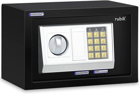 Rubik Safe Box with Digital Keypad and Key Lock for Money Cash Jewelry Office Home Office Security RB20EA (31x20x20cm) Black