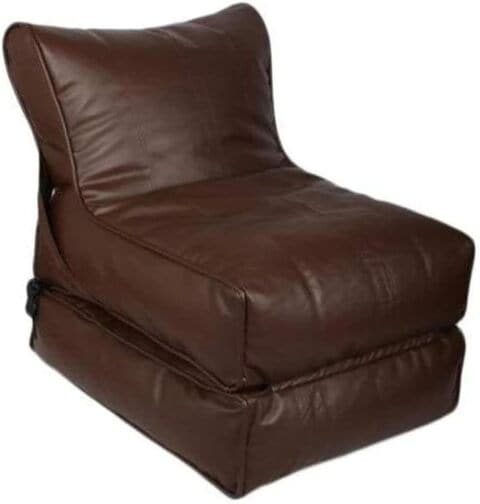 Deep Sleep Bean Bag Bed Chair Sofa Bed Leather Wallow Filp - Out Lounger Relaxing Bed Chair Relaxer Ideal For Hostels Hotel Hospitals (Brown)