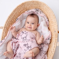 Milk&amp;Moo Cahancin Baby Swaddle Blanket, Oeko Tex Certified 100%Cotton, Muslin Swaddle Blankets, Ultra Soft, Breathable, Lightweight, Set of 2 Muslin Blanket for Baby Girls