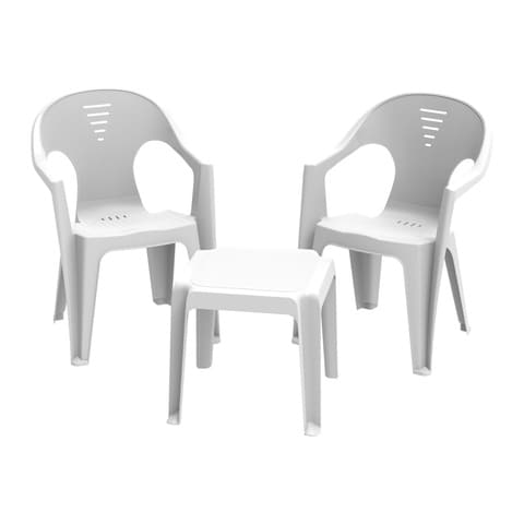 Cosmoplast Regina Chair Pack of 2 With Table White
