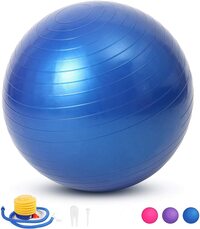 Naor Thickened Stability Balance Ball Fitness Ball, Slip Resistant Yoga Swiss Ball For Body Ab Ball, Balance Workout Gym Ball With Foot Pump (Blue, 65Cm)