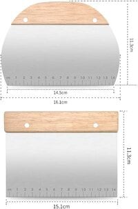 Atraux Stainless Steel Dough Cutter Bench Scraper With Wooden Handle (Rectangle)