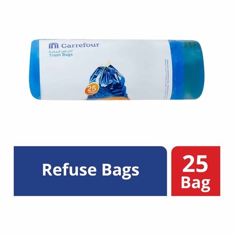 Carrefour Garbage Bags Roll - 85 x 105 Cm - 25 Bags - Blue