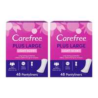 Carefree Panty Liners Plus Large Light Scent 48 Pads Pack of 2