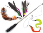 Buy Blinggo Cat Toys Wand Retractable Interactive Feather Teaser Cat Toy With Bell, 5pcs Refills in UAE