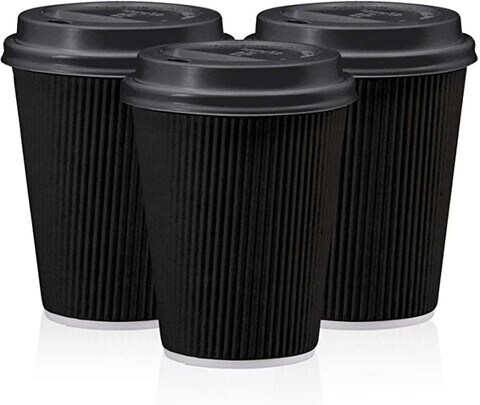 FoamAroma Black Hot Cup Lids - 8/10/12/16/20/22 oz