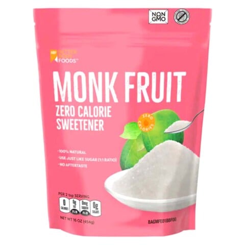 Better Body Foods Monk Fruit Zero Calorie Sweetener 454g