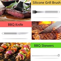 BBQ Grill Accessories Tools Set: Stainless Steel Barbecue Grilling Utensils Kit for Outdoor Camping / Picnic / Party (9 Pieces)