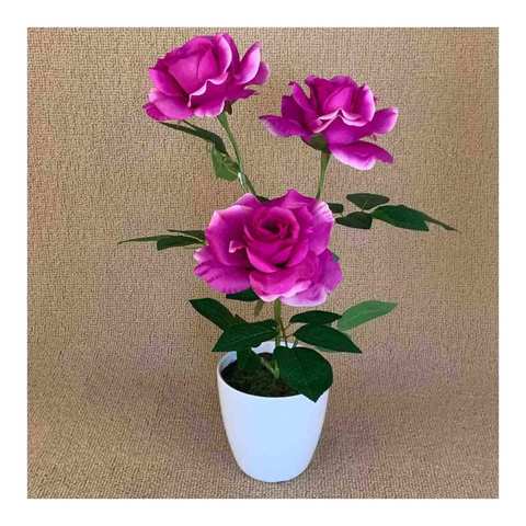 Supreme Rose Artificial Flower With Flowerpot Purple