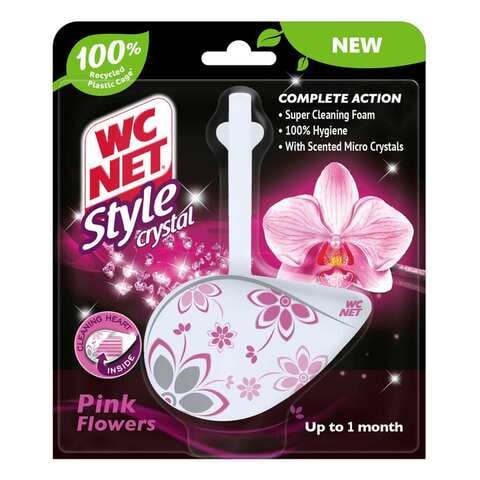 WC Net Style Crystal Pink Flowers Toilet Rim Blocks 36.5g White