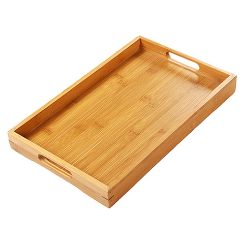 Bamboo Serving Tray with Handles,14.96* 9.84 Wooden Breakfast