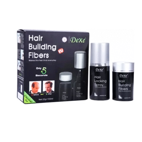 DEXE-CK343 Hair Building Fibers With Hair Locking Spray Set Black