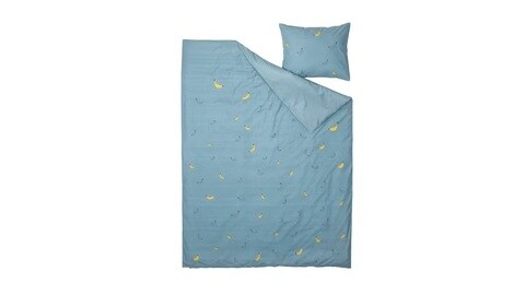 Duvet cover and pillowcase, banana pattern blue150x200/50x80 cm