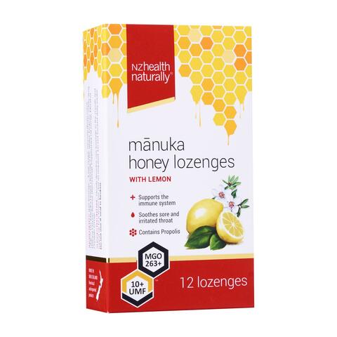 Nz Health Umf 10+ Manuka Lozenges Lemon 12 Per Pack