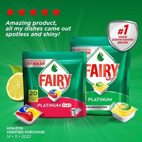 Fairy Platinum Plus Automatic Dishwasher Tablets Lemon Scent 20 Tablets &nbsp;