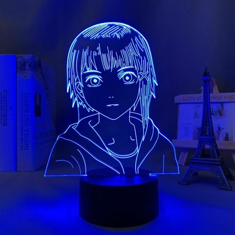 LED Night Light Experiments Lain Figure Kid Decors Bedroom Acrylic Table 3D Lamp
