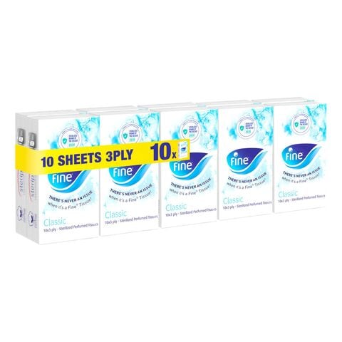 Fine Pocket Facial Tissue Soft Pack 10 Sheets X 3 Ply Single Pack&nbsp;