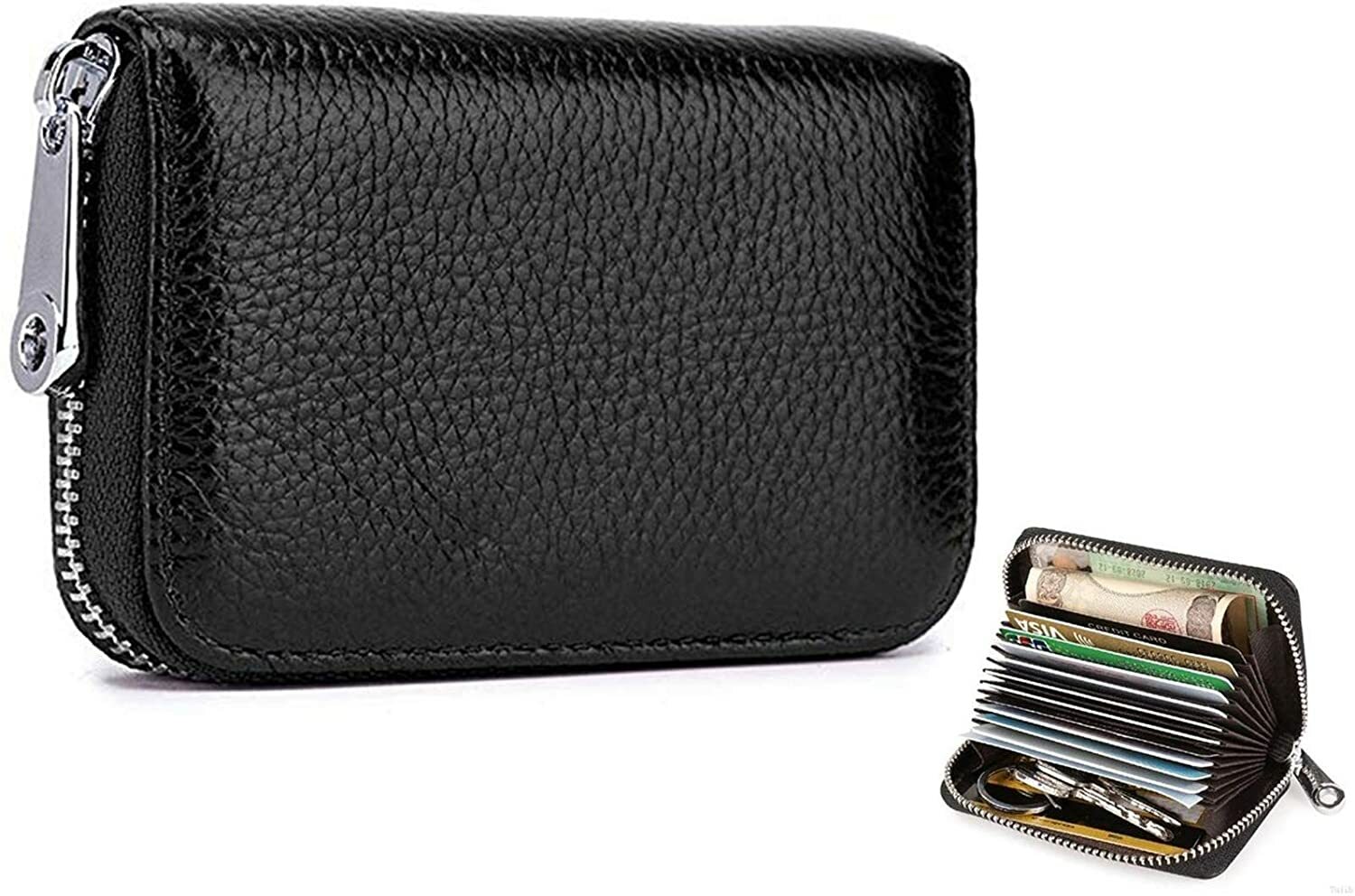 Buy Doreen Genuine Leather Credit Bank Vip Business Card Holder Zipper Wallet With 12 Card Slots For Man And Lady Black Gc1280a Online Shop Fashion Accessories Luggage On Carrefour Uae