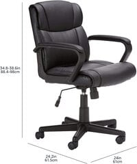 Galaxy Design Heavy Duty Leather Padded Mid Back Home, Office Desk Chair With Armrest - Black Color - Size (D x W x H) 50 x 55 x 98 cm Model - GDF-J033.