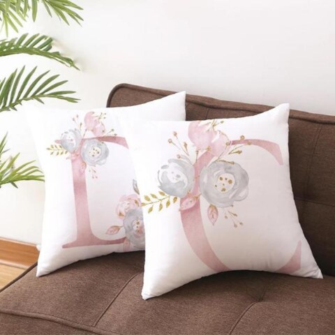 DEALS FOR LESS -1 Piece D  Letter Floral Design Cushion Cover.