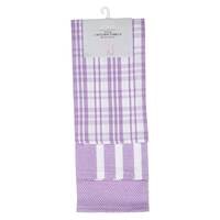 LA Collection 200 GSM Cotton Kitchen Towels Purple Solid 40x65cm 3 PCS