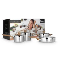 Serenk Stainless Steel 7-Piece Cookware Set, Super Capsule Bottom Pots and Pans, Stay Cool Handles, Mirror Polished Design, Dishwasher Safe, Professional Grade, Induction Cookware