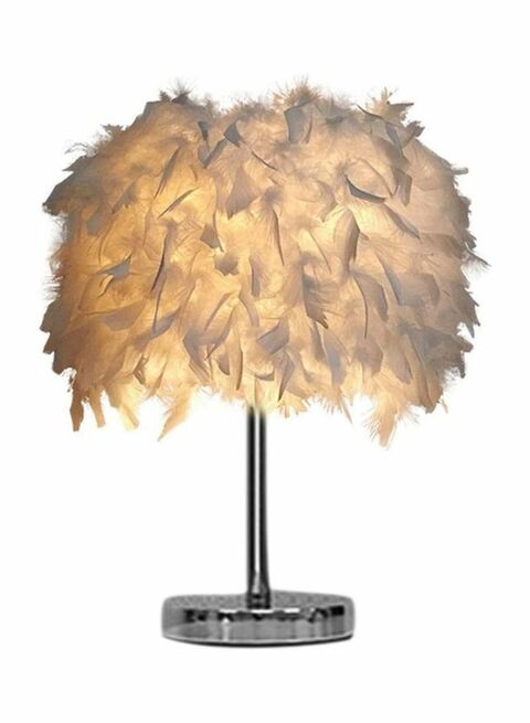 East Lady Handmade Feather LED Table Lamp White/Silver 22x30centimeter